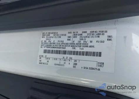 2019 Ford Transit-350 z USA, uszkodzony, nr VIN 1FTBW3XM9KKA91522